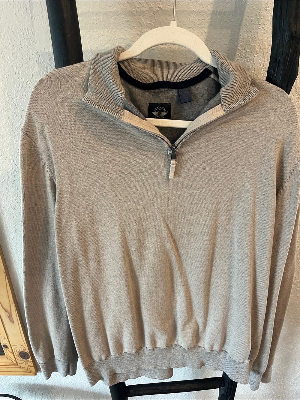 Dockers Men's Zip-Up Sweater in Light Taupe